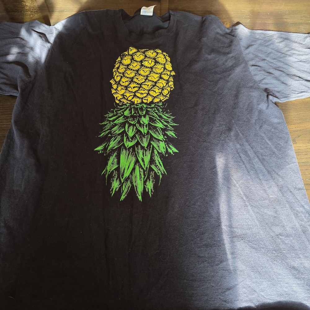 Port and Company Black Tee with Upside Down Pineapple Design Size 2xl